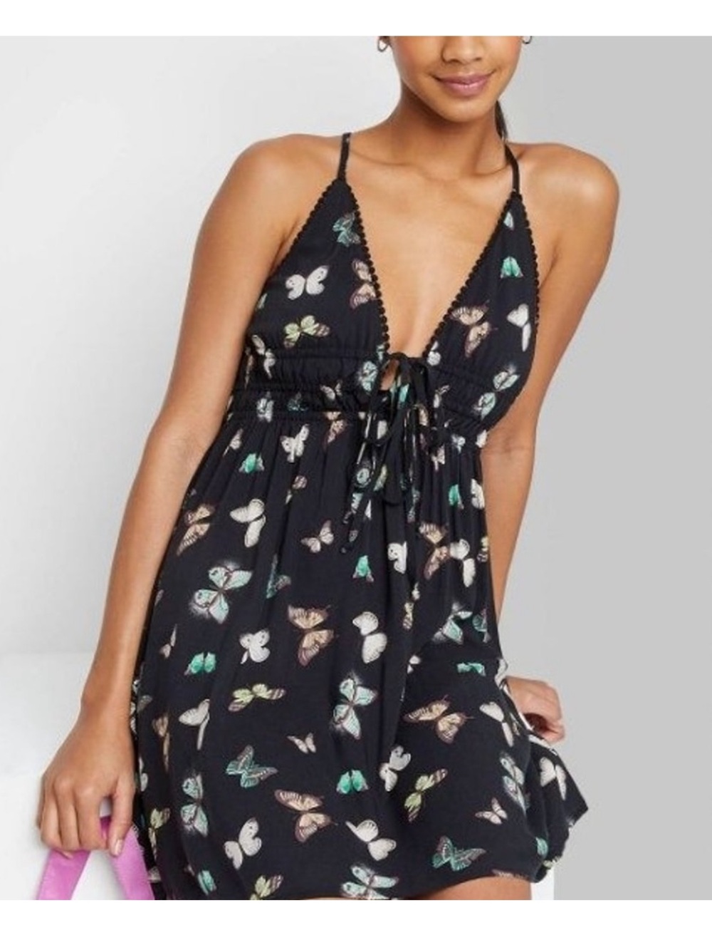 Target Wild Fable sleeveless black mini dress with a butterfly print Small